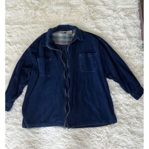 Vintage Sutton Supply Company Corduroy Jacket Womens‎ 2X Blue Plaid Lined